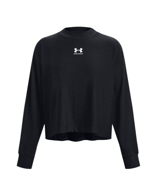 Under Armour Blue Logo Rival Terry Oversized Crew