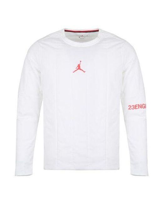 Nike White 23 Engineered Quilted Round Neck Pullover Logo Sports Long Sleeves for men