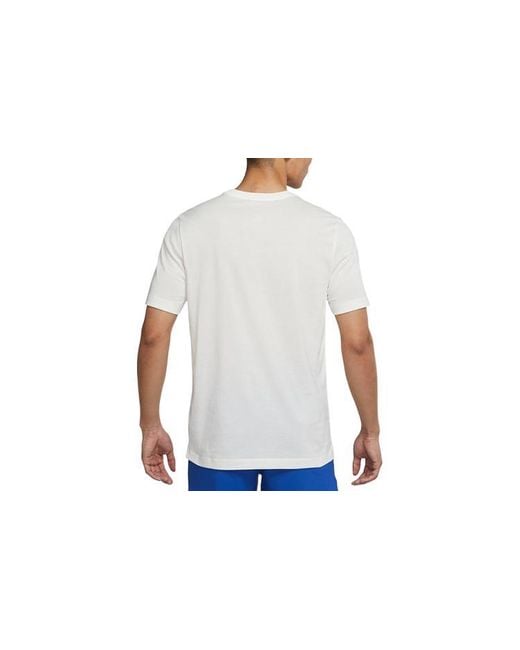 Nike White Heritage Solid Color Round Neck Casual Sports Short Sleeve for men