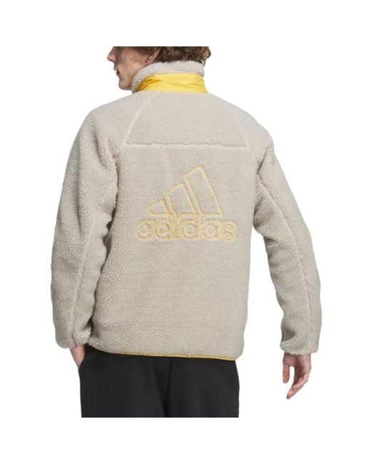 Adidas Yellow Sherpa Reversible Padded Jacket for men