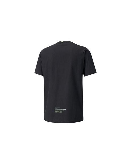 PUMA Black Outdoor Sports Running Round Neck Short Sleeve for men