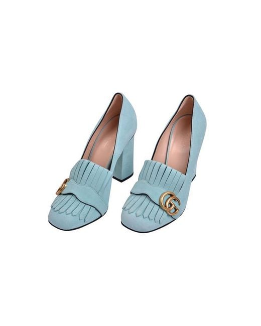 Gucci Blue (Wmns) Marmont Suede Heels 'Light'
