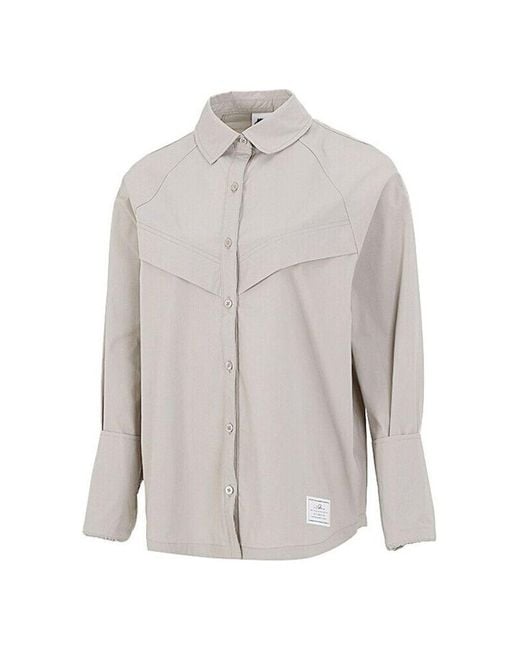 Nike Gray (Wmns) Sportswear Icn Clsh Wvn Ls Top Long Sleeved Shirt