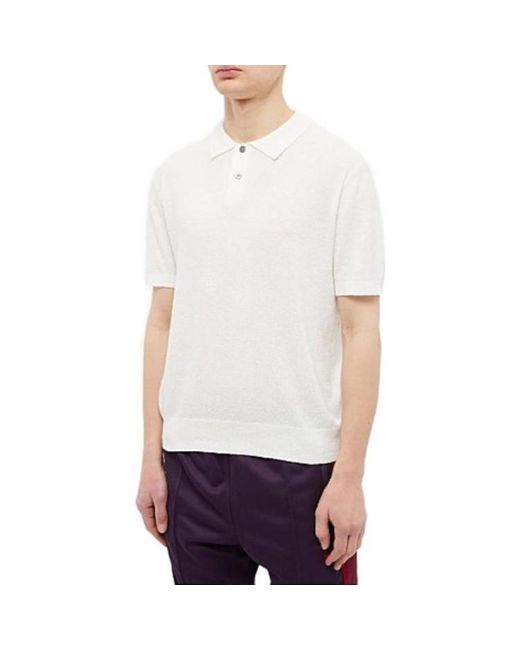 Stussy White Textured Ss Polo Sweter 'Bone' for men