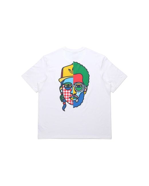 Adidas White Originals Artist Tee Ss Funny Printing Sports Round Neck Short Sleeve for men