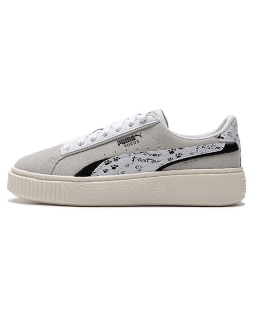 PUMA White (Wmns) Suede Platform Draw