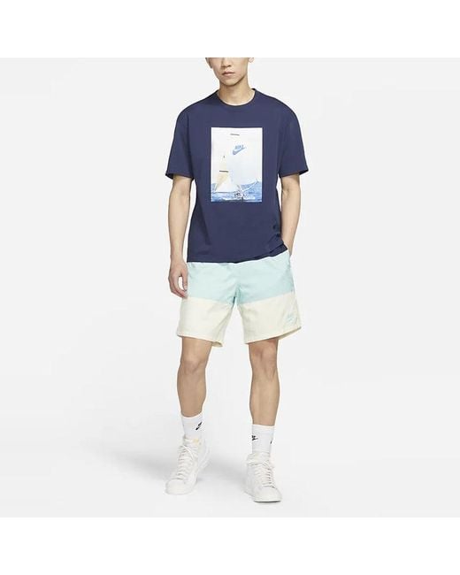 Nike Blue Colorblock Quick Dry Woven Sports Shorts for men