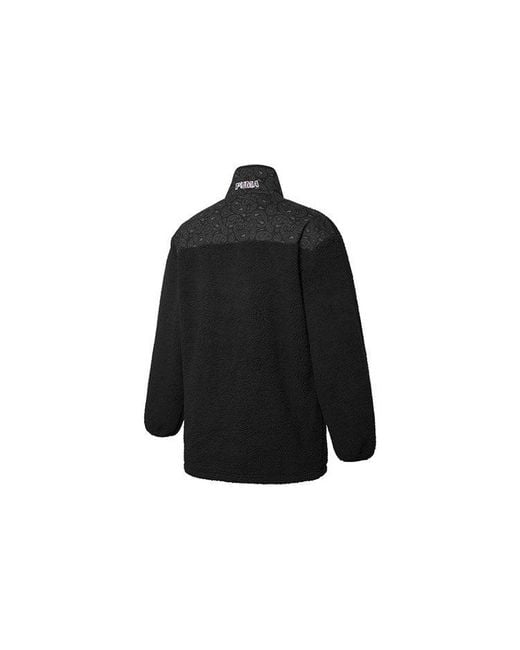 PUMA Black Paisley Imitation Lamb Wool Stand-Up Collar Jacket