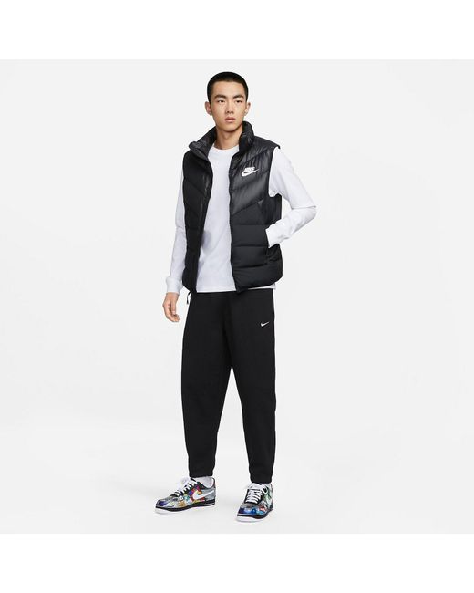 Nike Black Windproof Warm Stand Collar Down Vest for men