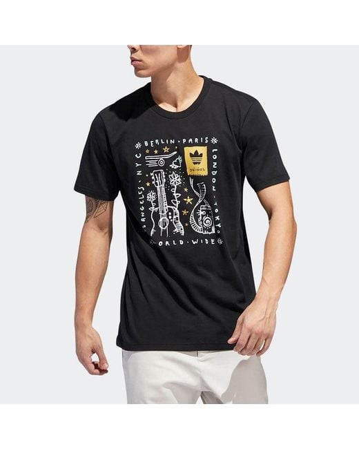 Adidas Black Originals Loose Leisure Sports Short Sleeve S for men