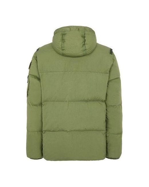 Stone Island Green Crinkle Reps Down Jacket for men