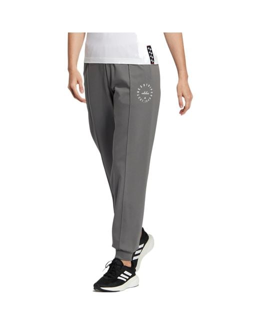 Adidas Gray Solid Color Logo Embroidered Pants for men