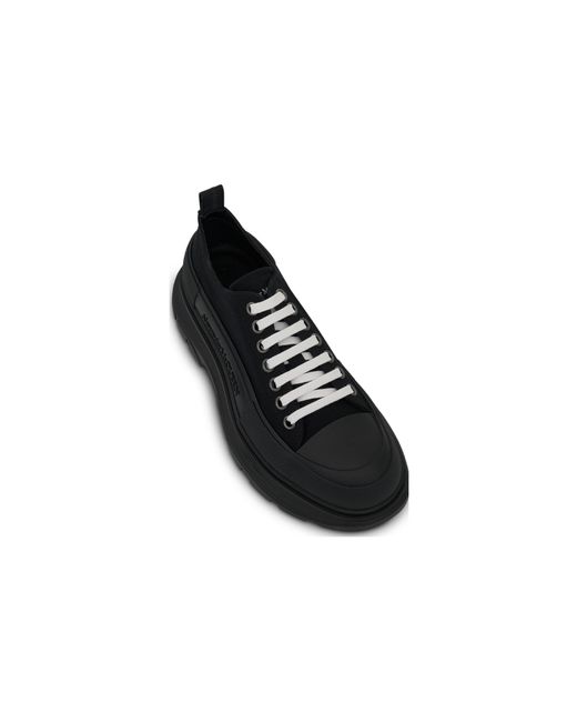 McQueen Black Tread Slick Low Lace Up Shoes for men