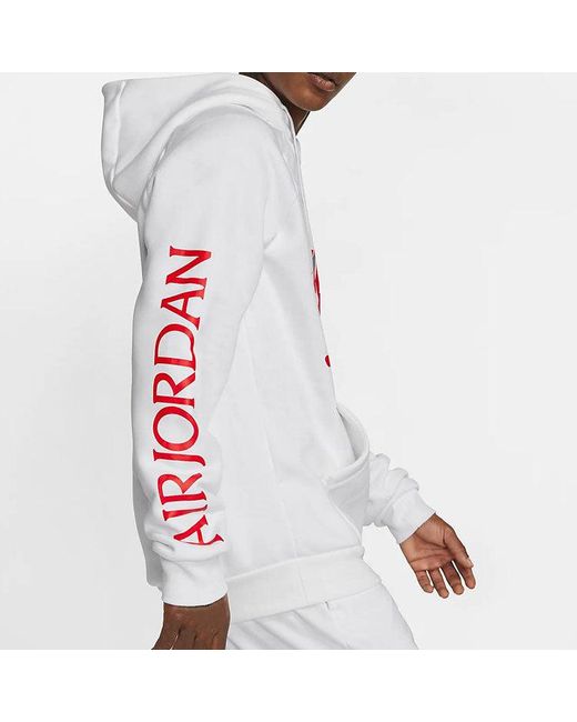 Nike White Jumpman Classics Logo Printing Fleece Lined Stay Warm Pullover for men