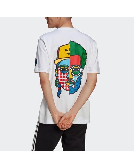 Adidas White Originals Artist Tee Ss Funny Printing Sports Round Neck Short Sleeve for men