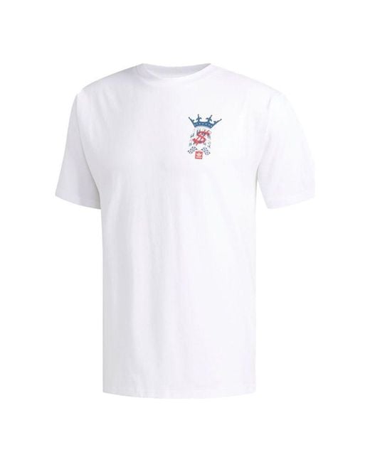 Adidas White Originals Wehaultee Skateboard Printing Sports Round Neck Short Sleeve for men