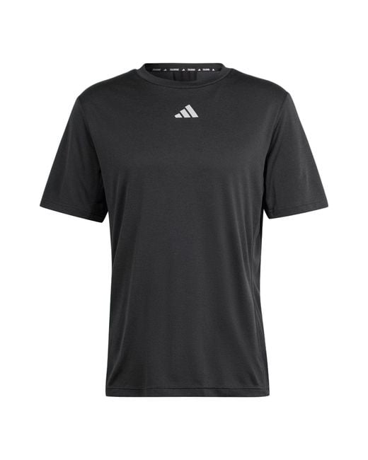 Adidas Black Hiit Workout 3-Stripes Tee Asia Sizing for men