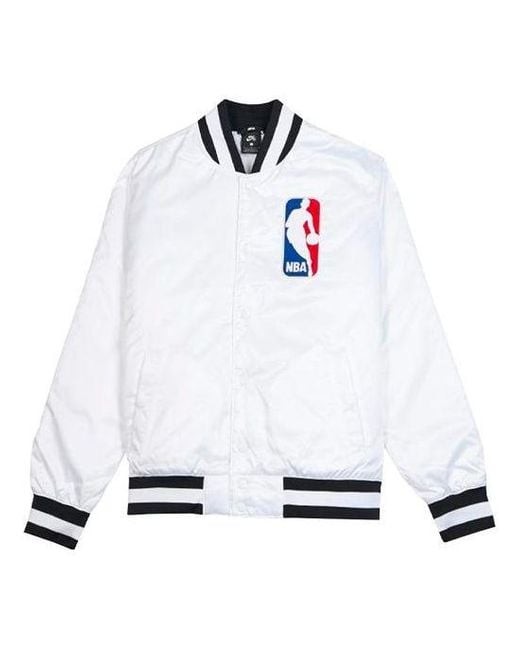 Nike White Sb X Nba Bomber Crossover Skateboard Casual Sports Baseball Uniform Jacket for men