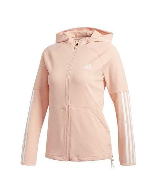 Adidas Pink 3s Fz Hoodie Training Hooded Jacket