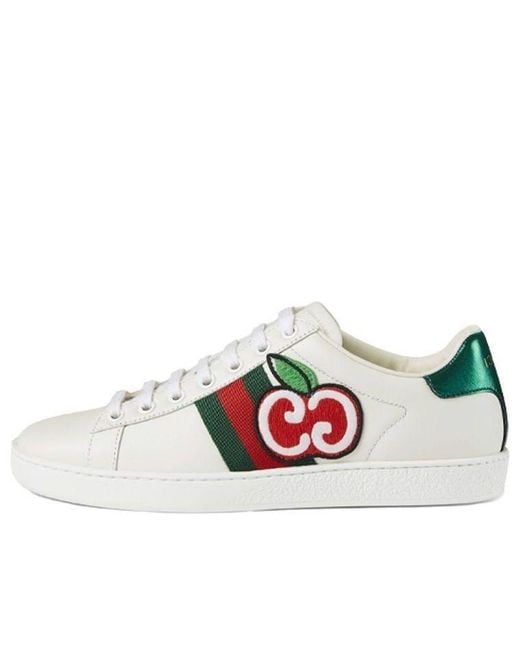 Gucci Red (Wmns) Ace Low 'Gg Apple Patch