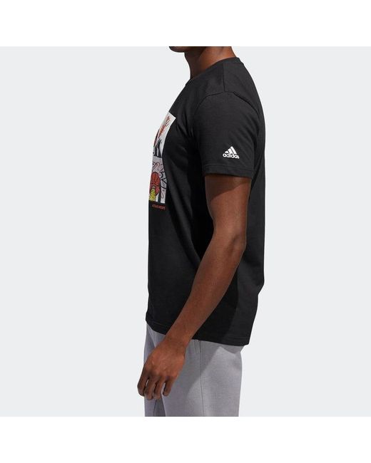 Adidas Black Basketball Cartoon Printing Short Sleeve for men