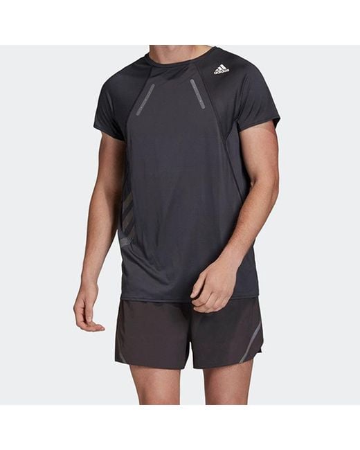 Adidas Blue Running Sports Solid Color Short Sleeve for men