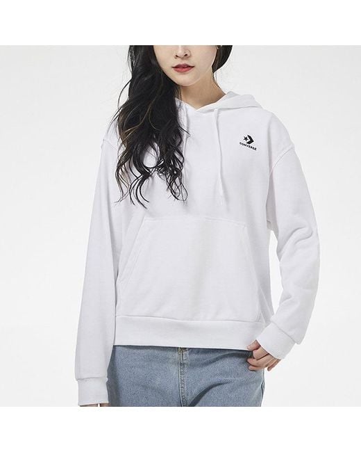 Converse Gray (Wmns) Small Logo Long-Sleeve Hooded Sweater