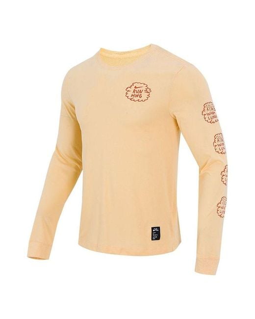 Nike Natural Basketball Training Sports Printing Breathable Long Sleeves Apricot Color T-Shirt for men