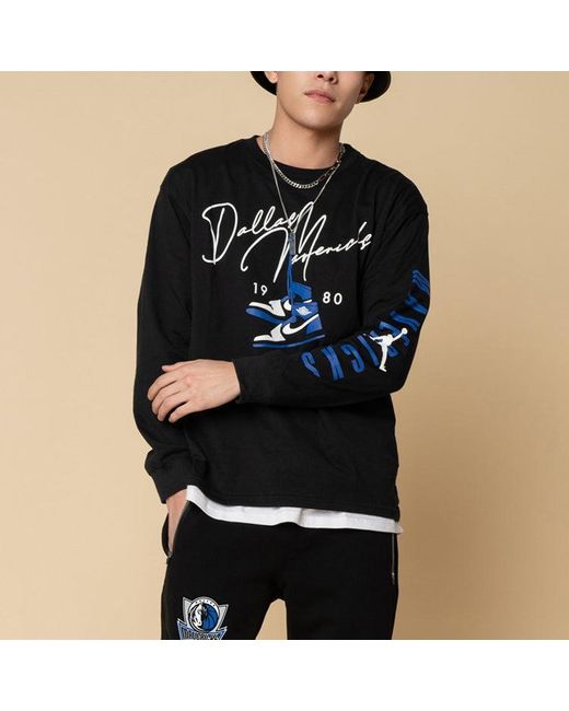 Nike Black Casual Round Neck Pullover Printing Long Sleeves T-Shirt for men