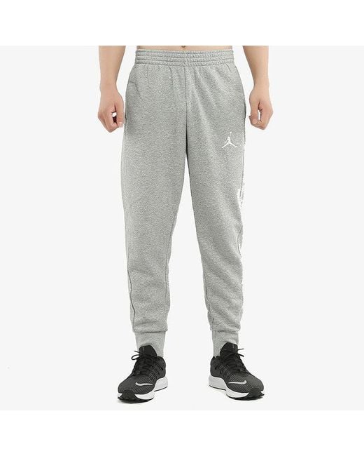 Nike Gray Flight Fleece Embroidered Logo Fleece Lined Bundle Feet Sports Pants/Trousers/Joggers for men