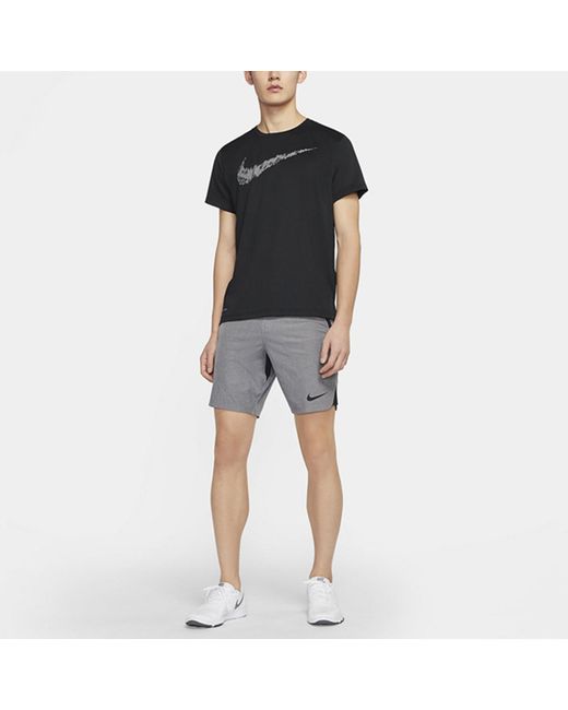 Nike Blue Stripe Logo Printing Training Sports Short Sleeve for men