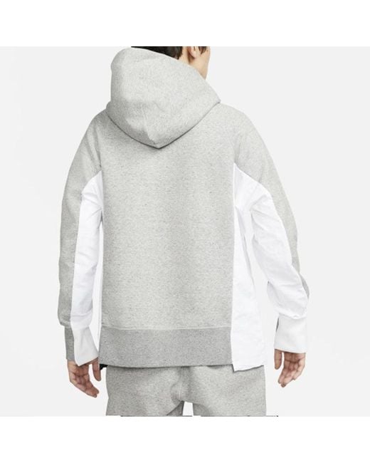 Nike Gray X Sacai Logo Hoodie Asia Sizing for men