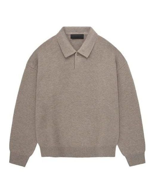 Fear Of God Gray Fw23 Knit Polo Shirt 'Core Heather' for men