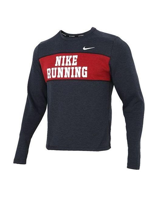 Nike Blue Dri-Fit Heritage Running Sports Colorblock Printing Round Neck Flash for men
