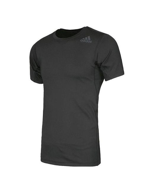 Adidas Black Printing Brand Logo Solid Color Round Neck Short Sleeve T-Shirt for men