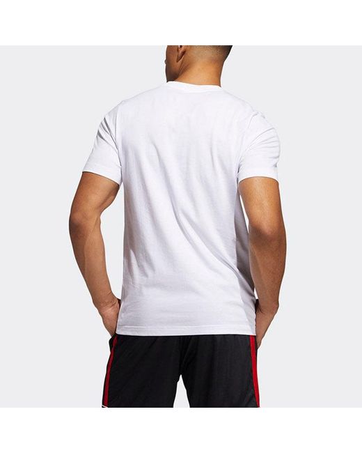 Adidas White Hdn Abstract T Basketball Sports Printing Loose Short Sleeve for men