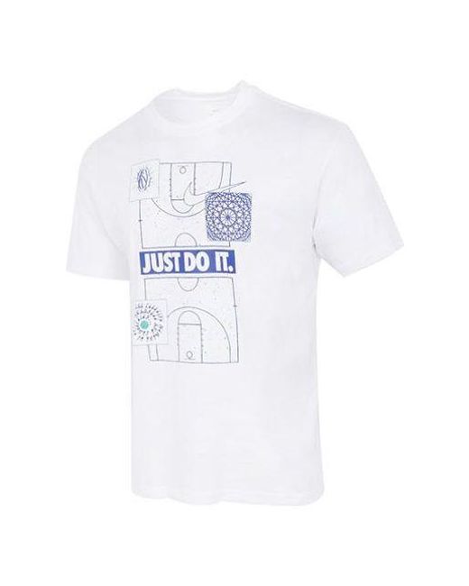 Nike White Just Do It Basketball Sports Printing Short Sleeve for men