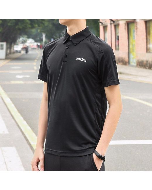 Adidas Black Training Sports Short Sleeve Polo Shirt for men