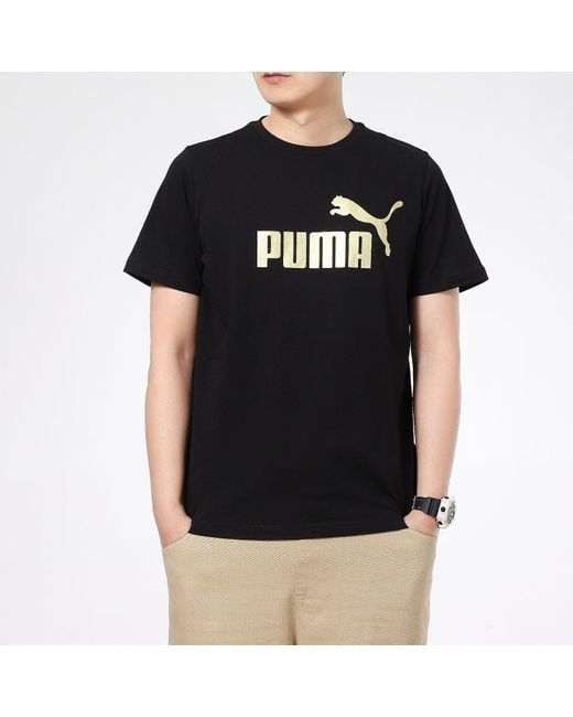 PUMA Black Essentials Metallic Logo T-Shirt for men
