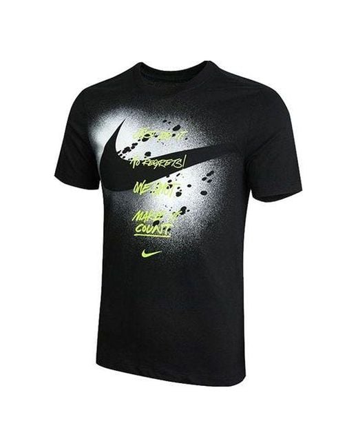 Nike Black M Nk Graphic Ss Tee Large Alphabet Printing Sports Short Sleeve for men