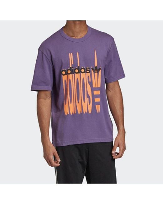 Adidas Purple Originals Ss20 R.V.Y Printing Short Sleeve for men