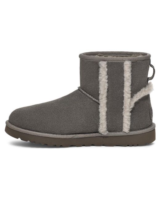 Ugg Brown (Wmns) Classic Mini Shearling Logo 'Charcoal'
