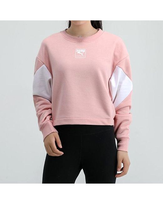 PUMA Pink (Wmns) Rebel Crew Cropped Training Sweatshirt