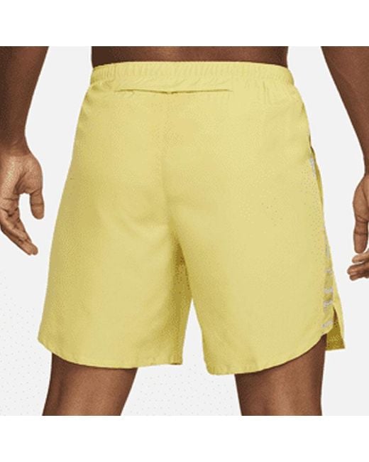 Nike Yellow Dri-Fit Solid Color Quick Dry Breathable Back Pocket Running Shorts for men