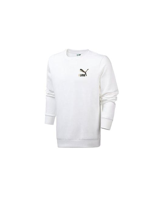 PUMA White Camouflage Logo Printing Round Neck Pullover for men