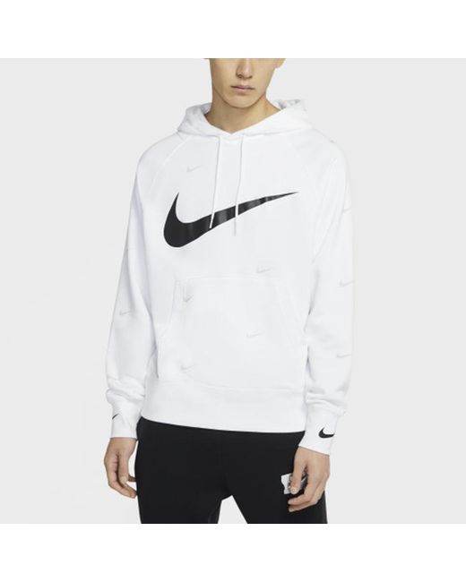 Nike White Athleisure Casual Sports Hooded Fleece Lined for men