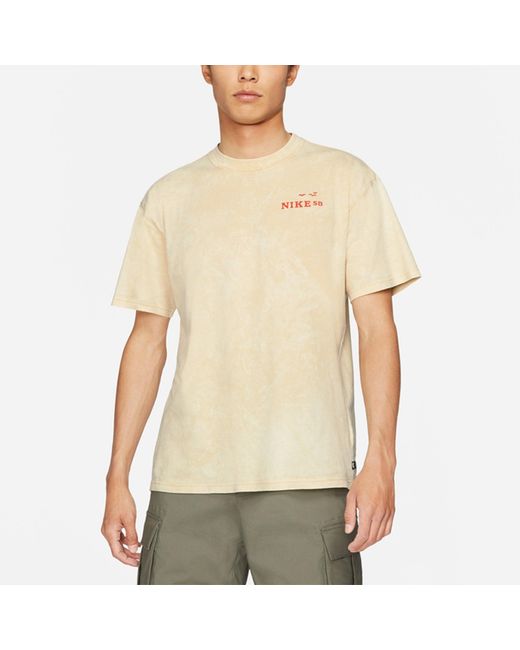 Nike Natural Sb Back Printing Washed Sports Skateboard Short Sleeve for men