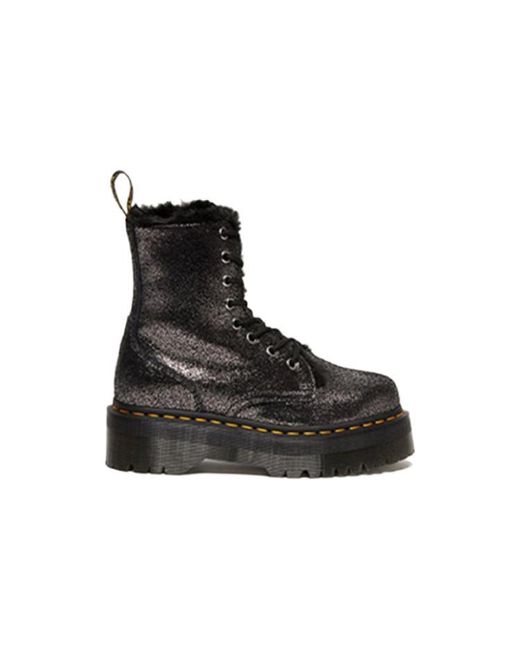 Dr. Martens Black Jadon Faux Fur-lined Metallic Leather Platform Boots