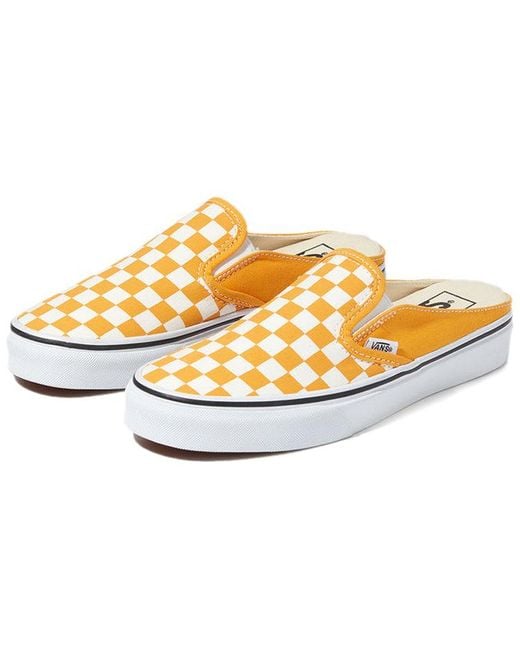 Vans Yellow Checkerboard Mule Slip-On Skate Sneakers for men