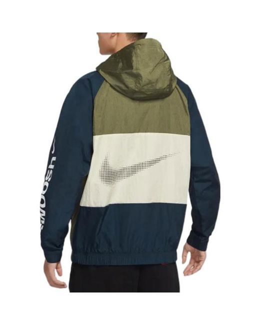 Nike Green Alphabet Logo Printing Colorblock Hooded Jacket Autumn for men